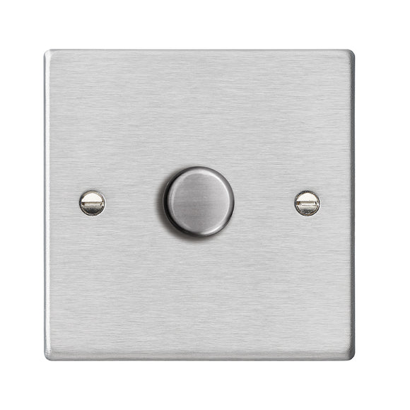 Hamilton 741XLEDITB100 Hartland Satin Steel 1g 100W LED 2 Way Push On/Off Rotary Dimmer Satin Steel Insert