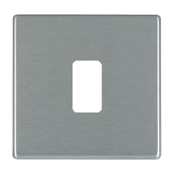 Hamilton 74C1GP Hartland CFX Grid-IT Satin Steel Effect 1 Gang Grid Fix Aperture Plate with Grid Insert