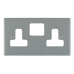 Hamilton 74SS2GP Hartland Grid-IT Satin Steel 2 gang 13A Switched Socket Grid Fix Aperture Plate Insert