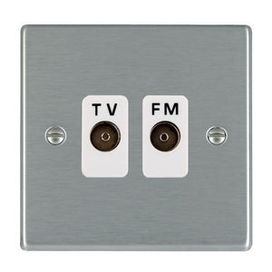 Hamilton 74TVFMW Hartland Satin Steel Isolated TV/FM Diplexer 1in/2out White Insert