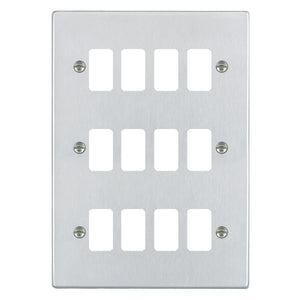 Hamilton 7612GP Hartland Grid-IT Satin Chrome 12 Gang Grid Fix Aperture Plate with Grid Insert