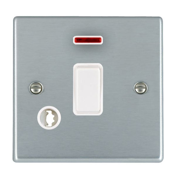 Hamilton 76DPNCWH-W Hartland Satin Chrome 1 gang 20AX Double Pole Rocker and Neon and Cable Outlet White/White Insert