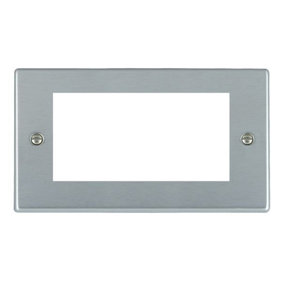 Hamilton 76EURO4 Hartland EuroFix Satin Chrome Double Plate complete with 4 EuroFix Apertures 100x50mm and Grid Insert