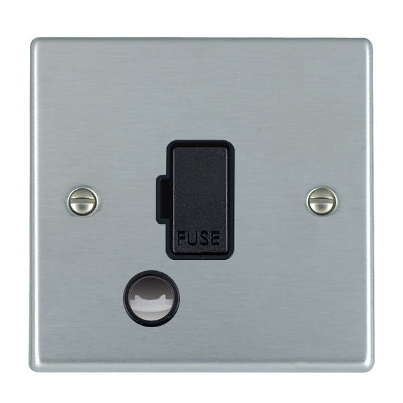 Hamilton 76FOCBL-B Hartland Satin Chrome 1 gang 13A Fuse and Cable Outlet Black/Black Insert