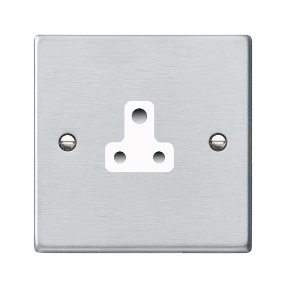 Hamilton 76US5W Hartland Satin Chrome 1 gang 5A Unswitched Socket White Insert