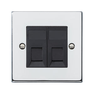 Hamilton 772J12B Hartland Bright Chrome 2 gang RJ12 Outlet - Unshielded Black Insert