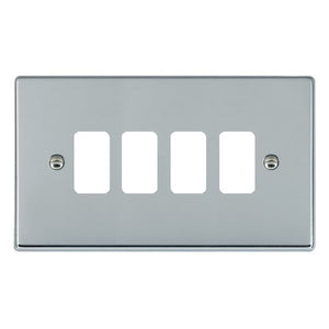 Hamilton 774GP Hartland Grid-IT Bright Chrome 4 Gang Grid Fix Aperture Plate with Grid Insert