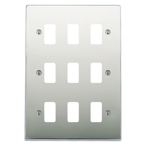 Hamilton 779GP Hartland Grid-IT Bright Chrome 9 Gang Grid Fix Aperture Plate with Grid Insert