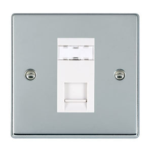 Hamilton 77J12W Hartland Bright Chrome 1 gang RJ12 Outlet - Unshielded White Insert