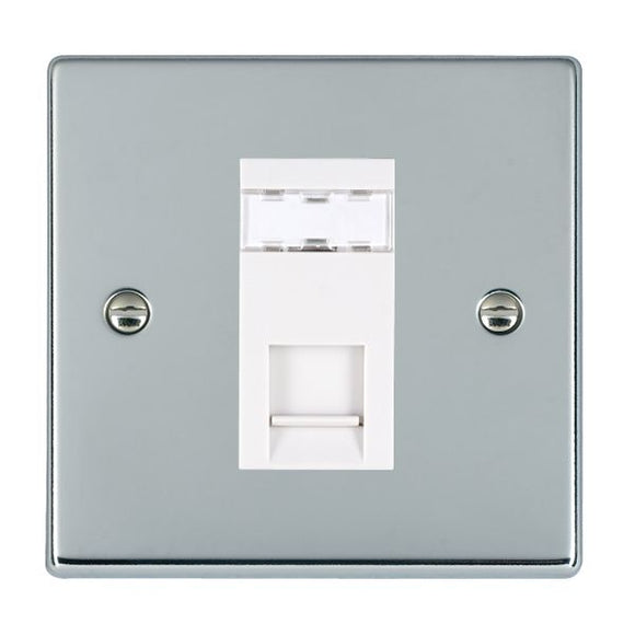 Hamilton 77J12W Hartland Bright Chrome 1 gang RJ12 Outlet - Unshielded White Insert