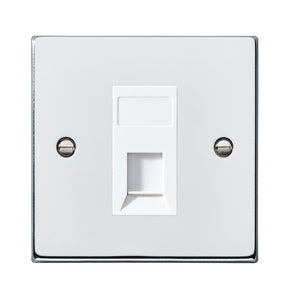 Hamilton 77J45W Hartland Bright Chrome 1 gang RJ45 CAT 5E Outlet - Unshielded White Insert