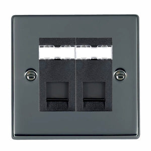 Hamilton 782J12B Hartland Black Nickel 2 gang RJ12 Outlet - Unshielded Black Insert