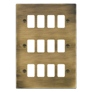 Hamilton 7912GP Hartland Grid-IT Antique Brass 12 Gang Grid Fix Aperture Plate with Grid Insert