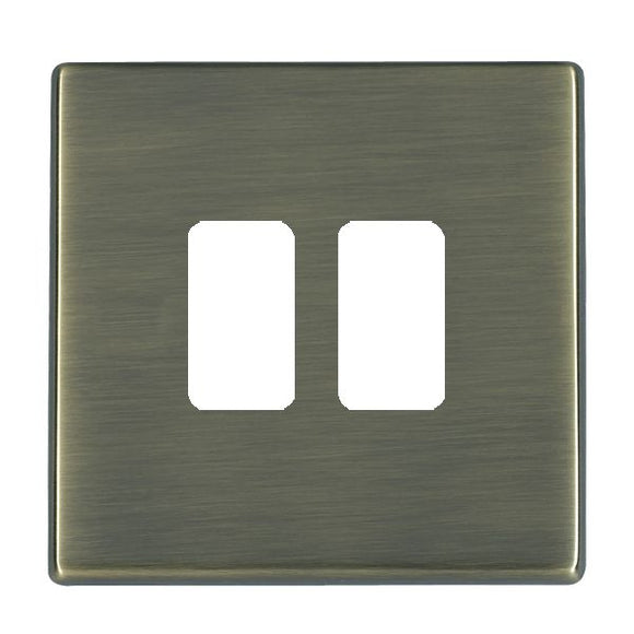 Hamilton 79C2GP Hartland CFX Grid-IT Antique Brass 2 Gang Grid Fix Aperture Plate with Grid Insert