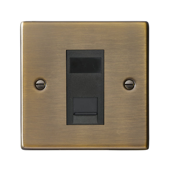 Hamilton 79J45B Hartland Antique Brass 1 gang RJ45 CAT 5E Outlet - Unshielded Black Insert