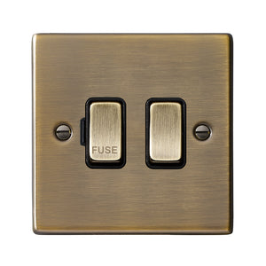 Hamilton 79SPAB-B Hartland Antique Brass 1 gang 13A Double Pole Fused Spur Antique Brass/Black Insert