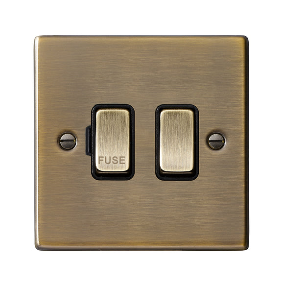 Hamilton 79SPAB-B Hartland Antique Brass 1 gang 13A Double Pole Fused Spur Antique Brass/Black Insert