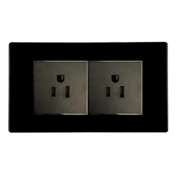 Hamilton 7BC5320B Hartland CFX Colours Jet Black 2 gang 15A 110V AC American Unswitched Socket Black Insert