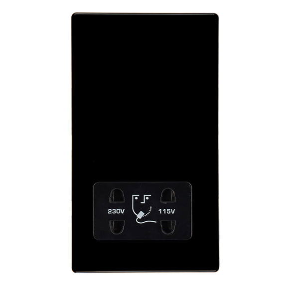 Hamilton 7BCSHSB Hartland CFX Colours Jet Black Shaver Dual Voltage Unswitched Socket (Vertically Mounted) Black Insert