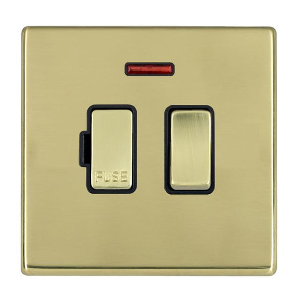 Hamilton 7G21SPNPB-B Hartland G2 Polished Brass 1 gang 13A Double Pole Fused Spur and Neon Polished Brass/Black Insert