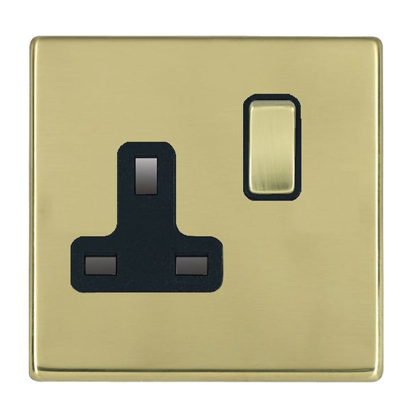 Hamilton 7G21SS1PB-B Hartland G2 Polished Brass 1 gang 13A Double Pole Switched Socket Polished Brass/Black Insert