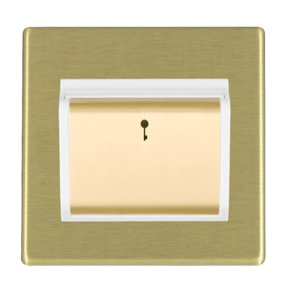 Hamilton 7G22C11SB-W Hartland G2 Satin Brass 1 gang 10A (6AX) Card Switch On/Off with Blue LED Locator Satin Brass/White Insert