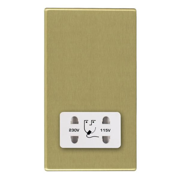 Hamilton 7G22SHSW Hartland G2 Satin Brass Shaver Dual Voltage Unswitched Socket (Vertically Mounted) White Insert