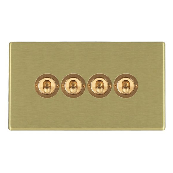 Hamilton 7G22T24 Hartland G2 Satin Brass 4 gang 20AX 2 Way Toggle Satin Brass Insert