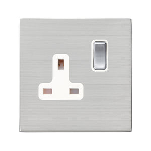 Hamilton 7G24SS1SS-W Hartland G2 Satin Steel 1 gang 13A Double Pole Switched Socket Satin Steel/White Insert