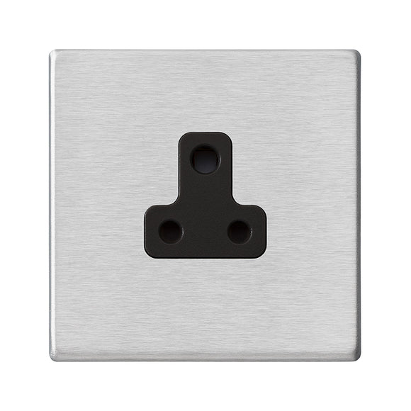 Hamilton 7G24US5B Hartland G2 Satin Steel 1 gang 5A Unswitched Socket Black Insert