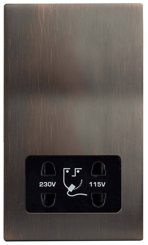 Hamilton 7G2EBSHSB Hartland G2 Etrium Bronze Shaver Dual Voltage Unswitched Socket (Vertically Mounted) Black Insert