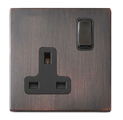 Hamilton 7G2EBSS1BL-B Hartland G2 Etrium Bronze 1 gang 13A Double Pole Switched Socket Black/Black Insert