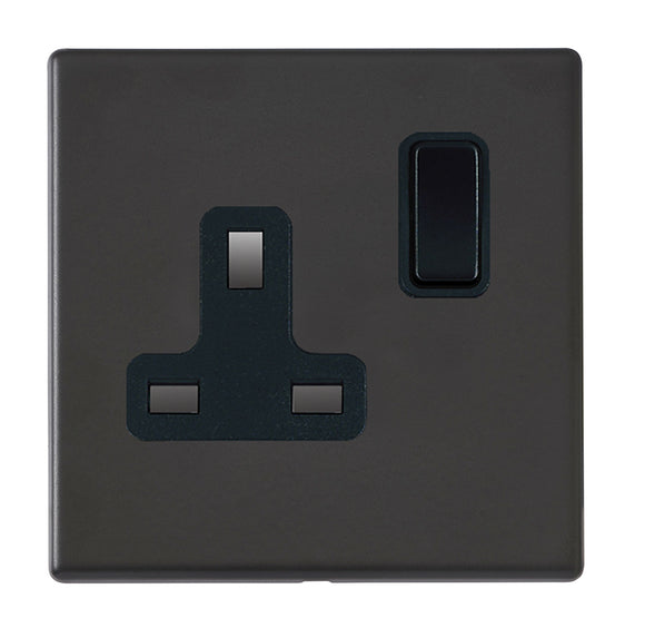 Hamilton 7G2MBSS1BL-B Hartland G2 Matt Black 1 gang 13A Double Pole Switched Socket Black/Black Insert