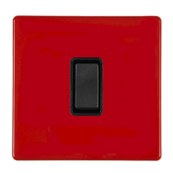 Hamilton 7RCR212BL-B Hartland CFX Colours Pillar Box Red 1 gang 20AX 2 Way Rocker Black/Black Insert