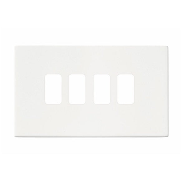 Hamilton 7WC4GP Hartland CFX Colours Grid-IT Bright White 4 Gang Grid Fix Aperture Plate with Grid Insert