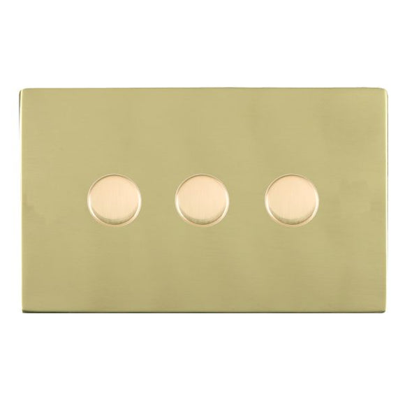 Hamilton 81C3XTE Sheer CFX Polished Brass 3x250W/210VA Resistive/Inductive Trailing Edge Push On/Off Rotary Multi-Way Dimmers Polished Brass Insert
