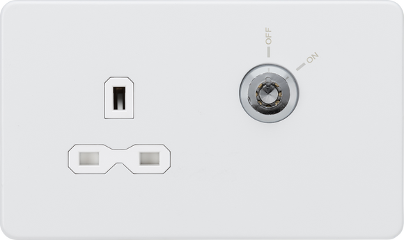 Knightsbridge SFR9LOCKMW 13A 1G DP Lockable socket - Matt White with white insert