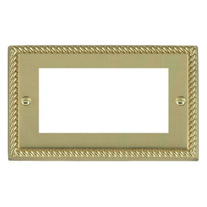 Hamilton 90EURO4 Cheriton Georgian EuroFix Polished Brass Double Plate complete with 4 EuroFix Apertures 100x50mm and Grid Insert