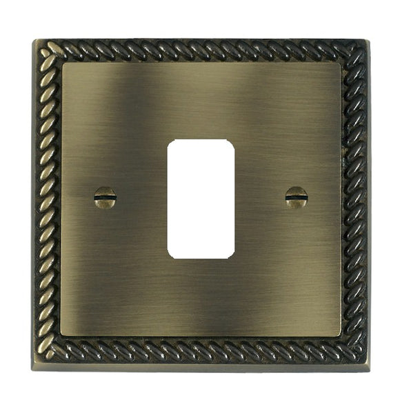 Hamilton 911GP Cheriton Georgian Grid-IT Antique Brass 1 gang Grid Fix Aperture Plate with Grid Insert