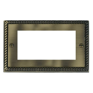 Hamilton 91EURO4 Cheriton Georgian EuroFix Antique Brass Double Plate complete with 4 EuroFix Apertures 100x50mm and Grid Insert