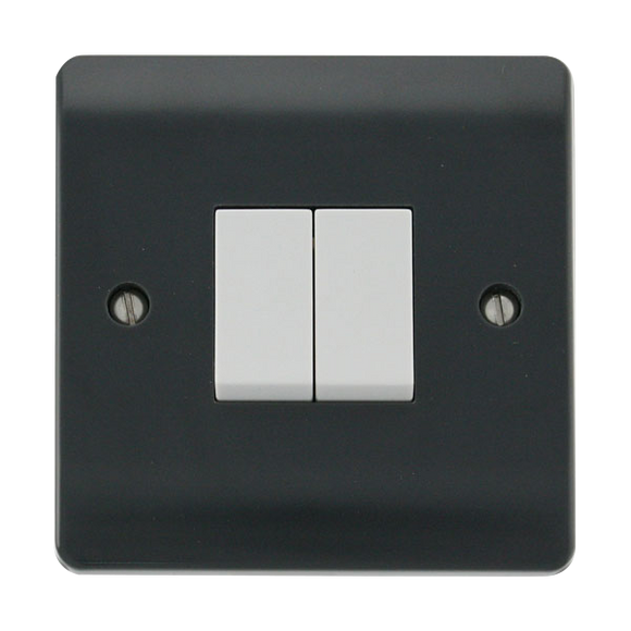 Click® Scolmore Mode Part M™ CMA012AG 10AX 2 Gang 2 Way Plate Switch Anthracite Grey  Insert