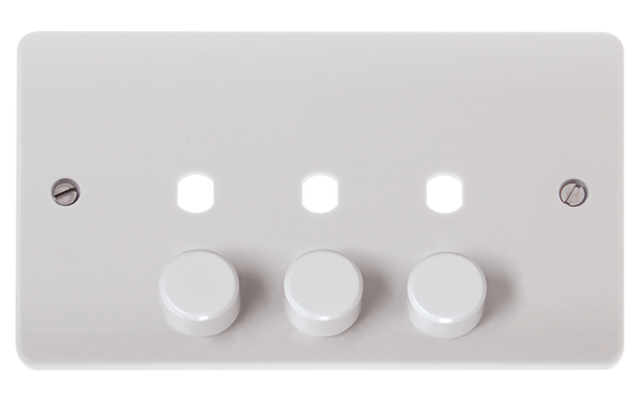 Click® Scolmore Mode® Accessories CMA147PL 3 Gang Dimmer Plate & Knobs (1200W Max) - 3 Apertures Polar White N/A Insert