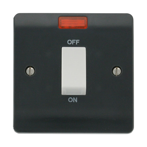 Click® Scolmore Mode Part M™ CMA501AG 45A 1 Gang DP Switch With Neon Anthracite Grey  Insert