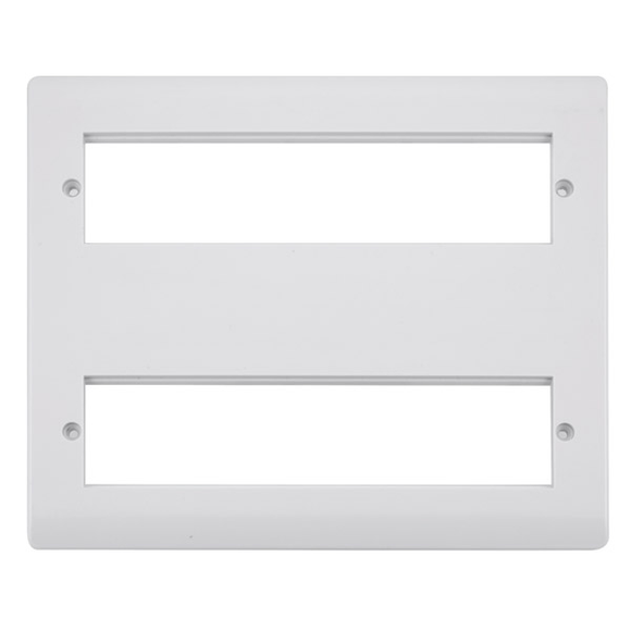 Click® Scolmore New Media™ CMA616 Large New Media™ Unfurnished Front Plate & Yokes - 2 x 8 Apertures - White Polar White  Insert