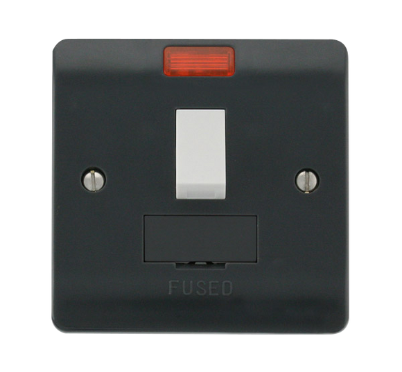 Click® Scolmore Mode Part M™ CMA652AG 13A Switched Fused Connection Unit With Neon Anthracite Grey  Insert