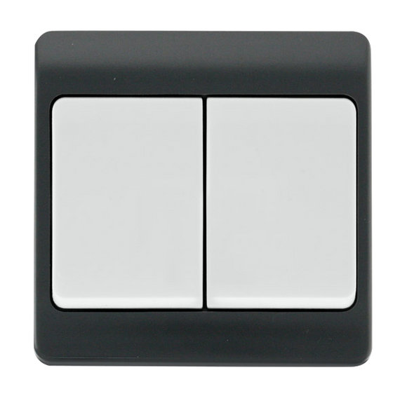 Click® Scolmore Mode Part M™ CMA812AG 10AX 2 Gang 2 Way Wide Rocker Switch Anthracite Grey  Insert