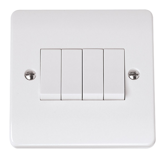 Click® Scolmore Mode® Accessories CMA9014 10AX 4 Gang 2 Way Single Plate Switch Polar White N/A Insert