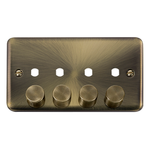 Click® Scolmore Deco Plus® DPAB154PL 4 Gang Dimmer Plate & Knobs (1600W Max) - 4 Apertures Antique Brass  Insert