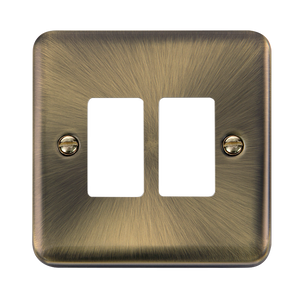 Click® Scolmore GridPro® DPAB20402 2 Gang GridPro® Frontplate - Antique Brass Antique Brass  Insert