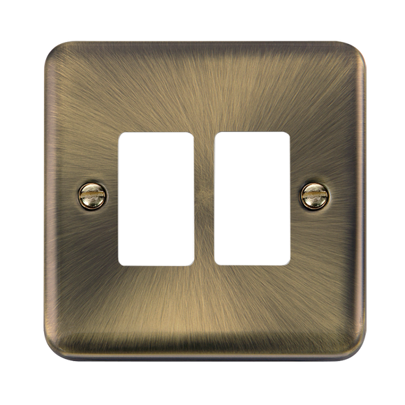 Click® Scolmore GridPro® DPAB20402 2 Gang GridPro® Frontplate - Antique Brass Antique Brass  Insert